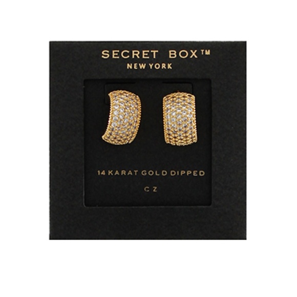 Wide Pave CZ Half Hoops - Picture 1 of 1